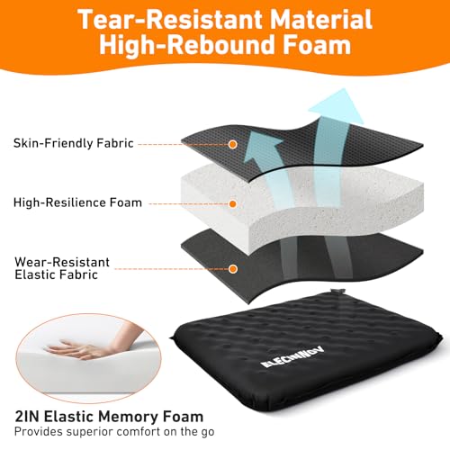 Inflatable Seat Cushion, Self Inflating Memory Foam Portable Stadium Seat Cushions for Bleachers Lightweight Camping Comfort Airplane Cushion for Long Flights Outdoor Events