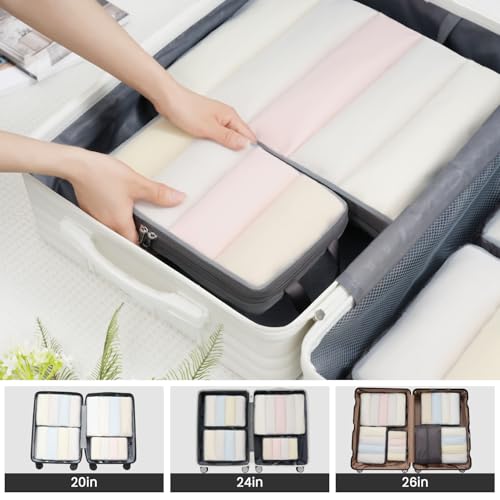 BAGAIL 6 Set Ultralight Compression Packing Cubes Packing Organizer for Travel Accessories Luggage Suitcase Backpack - color: DarkGrey70D, style: Mesh Pattern