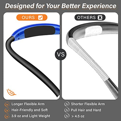 Vekkia Rechargeable LED Neck Reading Light, Book Lights for Reading in Bed, 3 Brightness Levels, Flexible Soft Silicone Arms Comfortable Wear, Long Lasting. Great for Readers, Craft & Knitting - color: Blue