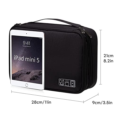 OrgaWise Electronics Organizer, Electronic Accessories Bag Travel Cable Organizer Three-Layer for iPad Mini, Kindle, Hard Drives, Cables, Chargers - color: Three layer-Black