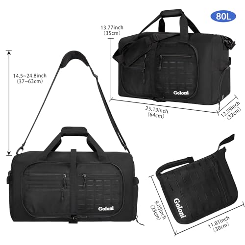Foldable Travel Duffle Bag,Duffle Bag with Shoes Compartment and Adjustable Strap,Large Packable Travel Bags for Men Women,Waterproof Duffel Bag - color: All Black
