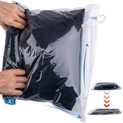 10 PCS Compression Bags for Travel Essentials, 3 Sizes Space Saver Bags, No Vacuum or Pump Needed, Roll Up Vacuum Packing for Clothing Storage, Cruise Accessories, Luggage & Home Organizers