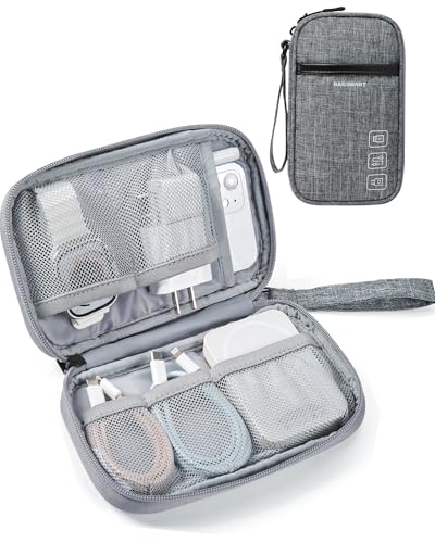 BAGSMART Cord Organizer Travel Cable Organizer Bag Tech Electronic Organizer Travel Case, Travel Essentials for Charger, Cable, Phone, Flash drive, Single Layer - Grey - color: Single Layer Grey
