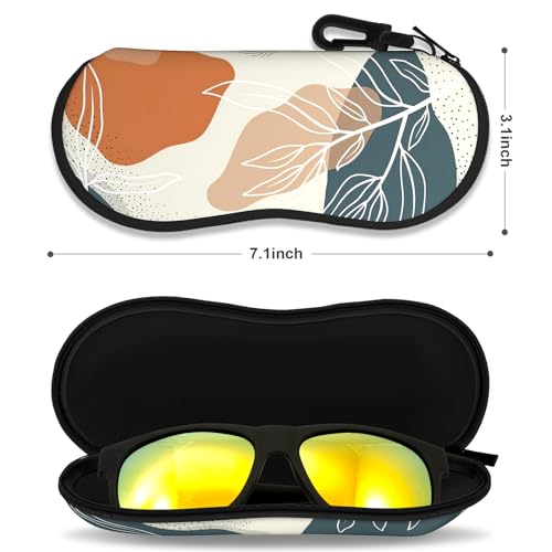 Sunglasses Soft Case, Ultra Light Portable Neoprene Zipper Glasses Case for Men Women - color: Boho Leaf