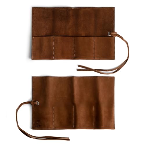 Hide & Drink, Leather Watch Roll Organizer Handmade from Full Grain Leather, Holds Up to 4 Watches, Easy Carry On Watchlover Storage (Swayze Suede) - color: Swayze Suede