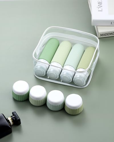Mrsdry Travel Bottles 8 Pack, TSA Approved 3 oz Travel Containers with Clear Bag, Leak Proof Silicone Squeezable Essentials Jars - color: Water Green, size: Bottle 3oz Jars 1oz