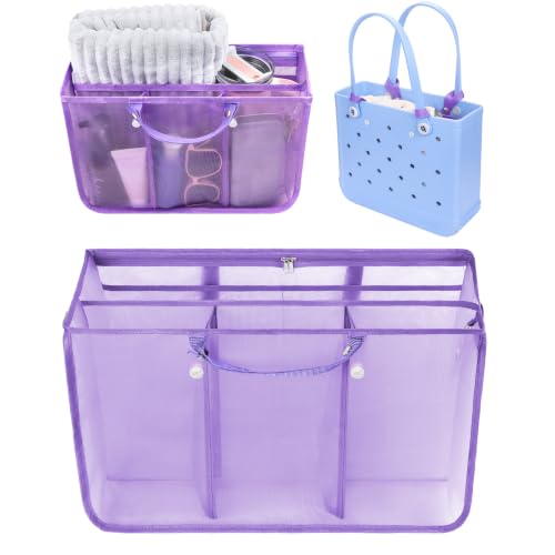 OUTXE Beach Bag Organizer Compatible with Baby Bogg Bag Accessories Inserts, Lightweight Mesh Insert Divider Pouch for Small Bogg Bags, Beach Tote Bags Insert for Organizing - color: #6-Purple, size: Medium