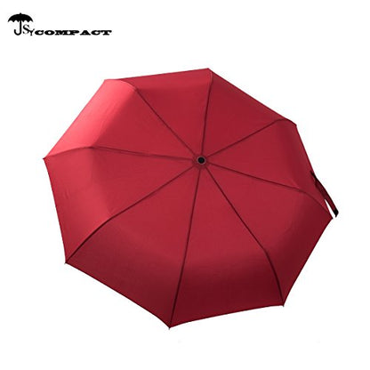 SY COMPACT Travel Umbrella - Windproof Automatic Compact Umbrella for Rain, Lightest 8-Rib, Small, Strong & Portable, Durable Grip, Fits Backpack & Car, Factory Direct (UV Available) - color: Red