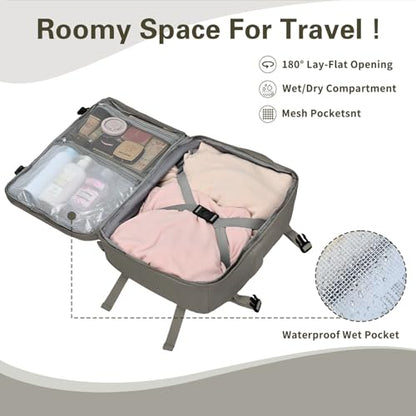Carry On Backpack for Women & Men – Airline Approved Underseat Size, 15.6" Laptop Compartment, TSA-Friendly 180° Opening, Anti-Theft Business Travel Backpack with Trolley Sleeve (Dark Gray, Large) - color: Dark Gray, size: Large