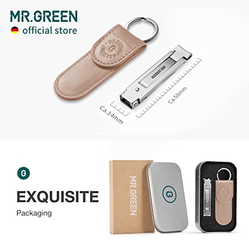 MR.GREEN Collapsible Nail Clippers Small and Thin Portable Travel Nail Scissors Cutter Stainless Steel Manicure Tools with Nail Files (Brown Leather Case+ Iron Box) - size: Brown Leather Case + Iron Box