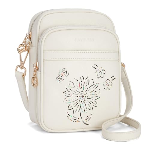 Small Crossbody Bags for Women, RFID Phone Purse with Card Slots, Triple Compartments Lightweight Shoulder Bag - color: 8-white