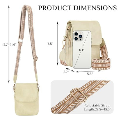 Fashion Small Crossbody Bags for Women Trendy Designer Cell Phone Purses Wallets with Card Holder Anti Theft Travel - color: Beige