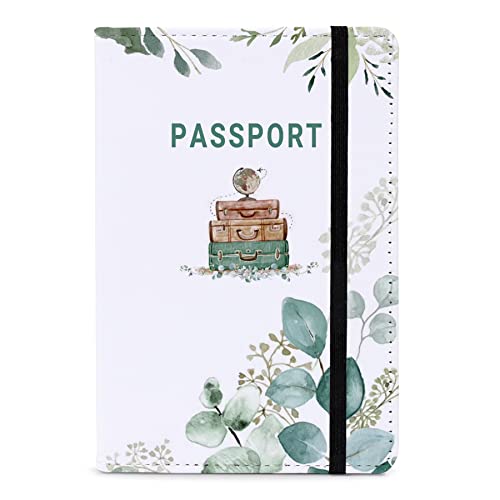 Passport Book Holder,Passport Wallet for Men Mr and Mrs Passport Holder for Women Passport Cover Passport Case for Couples Passport Books Holder Mother's Day (6x4) - color: Classic Green Leaf-1pcs