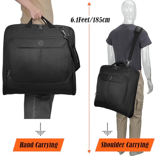 WELKINLAND 3-Suits Garment Bag for Travel with Toiletry Bag, 30L-Large Suit Carry On Garments Bag for Travels, 15-Pockets Suits Holder Travel Bags, Wrinkle-Free Suit and Dress Garment Bag for Travels