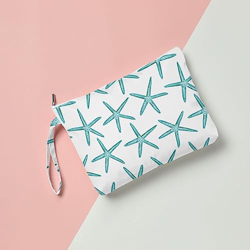 Fokongna Wet Dry Bag for Travel, Makeup, Swimsuit, Beach, Pool, Diapers, Yoga, Gym Clothes - Zipper Pouch for Women, Sister, Friends - Ocean Sea Shells Starfish Design - color: Starfish 05