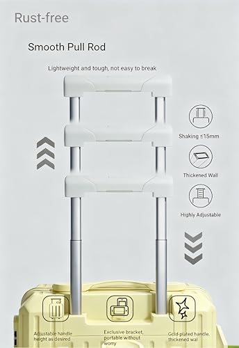 Carry-on Luggage with Cup Holder & USB Charging Port, Hard Side Luggage with Spinner Wheels, Lightweight Luggage for Travel, Business, School (Yellow, Carry-On 20-Inch) - color: Yellow