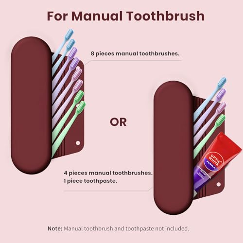 Silicone Electric Toothbrush Travel Case, Manual Toothbrush Travel Cover for Men and Women,Toothbrush Holder for Travel,Gym and More, Fits Most Manual and Electric Toothbrushes - Burgundy - color: Burgundy