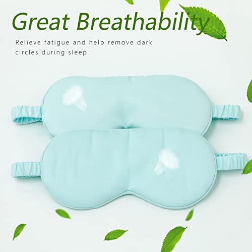 HBHLFZ Sleep Mask 2 Pack - Bamboo Viscose Fiber Sleeping Eye Mask - with Elastic Band/Headband - Comfort Sleeping Shade - for Nighttime Sleeping, Traveling & Napping（Light Blue） - color: Light Blue