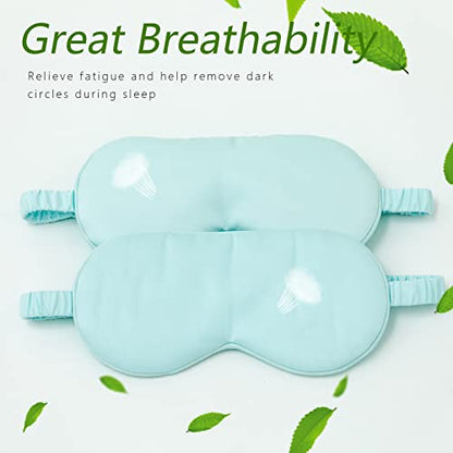 HBHLFZ Sleep Mask 2 Pack - Bamboo Viscose Fiber Sleeping Eye Mask - with Elastic Band/Headband - Comfort Sleeping Shade - for Nighttime Sleeping, Traveling & Napping（Light Blue） - color: Light Blue