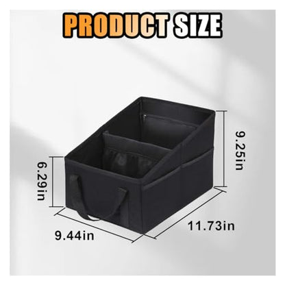 GLSOWEE Car Seat Organizer, Foldable Car Storage Organizer with 4 Cup Holders, Rear & Front Seat Storage Bags, Black
