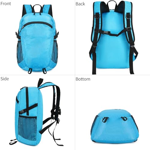 Small Hiking Backpack 15L Travel Lightweight Hiking Packable Daypack Water-Resistant Foldable Backpacks for Women Men Camping (Blue) - color: Blue, size: 15L