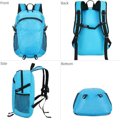 Small Hiking Backpack 15L Travel Lightweight Hiking Packable Daypack Water-Resistant Foldable Backpacks for Women Men Camping (Blue) - color: Blue, size: 15L