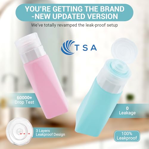 Travel Bottles Leak Proof,3 oz TSA Approved Silicone Squeezable, Refillable Containers Set for Toiletries Shampoo Conditioner Lotion - color: Multicolor
