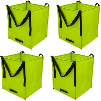 DURASACK Heavy Duty Storage Tote Bag 22-Gallon Rugged Woven Polypropylene Moving Bag, Reusable Self-Standing Design, Holds up to 500 Pounds, Pack of 4, Lime Green - color: Lime Green, size: Pack of 4