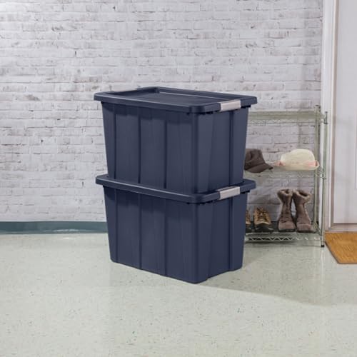Sterilite 4-Pack Storage Bins with Lids, Heavy Duty Totes, Tuff1, 30 Gallon, Dark Indigo - color: Dark Indigo, size: 30 Gallon (4 Pack)