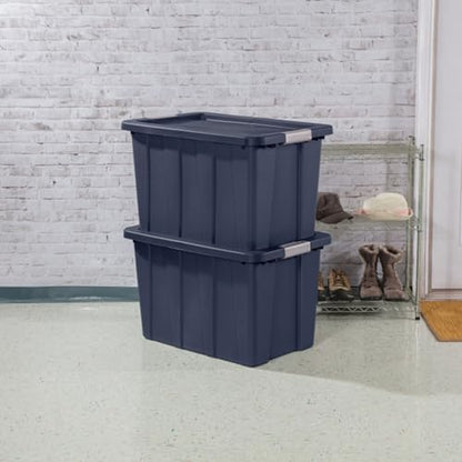 Sterilite 12-Pack Storage Bins with Lids, Heavy Duty Totes, Tuff1, 30 Gallon, Dark Indigo - color: Dark Indigo, size: 30 Gallon (12 Pack)