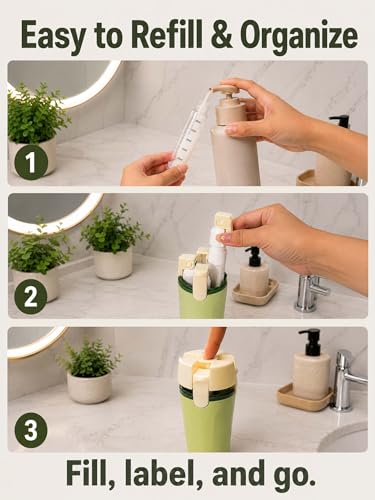 4 in 1 Travel Dispenser Bottle, TSA Approved Leak Proof Refillable Toiletry Containers for Shampoo, Conditioner, Lotion & Skincare – Easy Clean Travel Bottles for Gym, Business - color: Key Lime