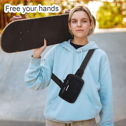 Small Sling Bag for Women Men Chest Bag Water Resistance Mini Crossbody Bag Adjustable Strap Lightweight Shoulder Bag - color: 01-black