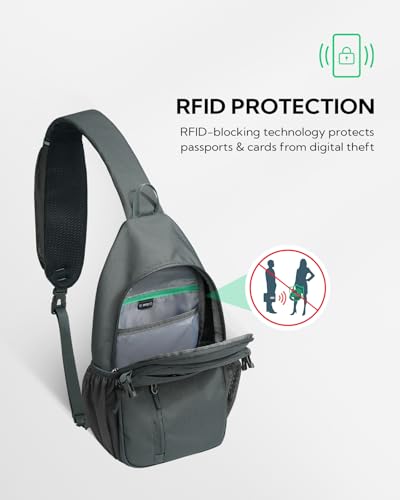 WATERFLY Small Crossbody Sling Bag: RFID Sling Backpack Chest Bag Travel Shoulder Multiple Pockets Hiking Daypack for Man Woman - color: Dark Grey