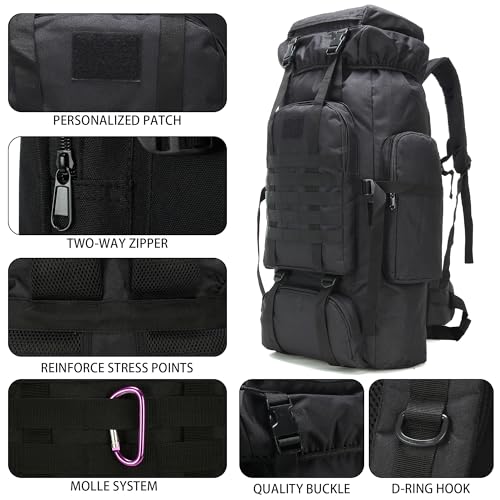 Hiking Backpack for Men 70L/100L Camping Backpack Military Rucksack Molle 3 Days Assault Pack for Climbing | Camping Backpack - color: 70l-black
