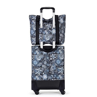 Sakroots On the Go 4 Piece Travel Bundle, Includes 21" Rolling Suitcase, Packable Large Tote, Medium & Small Pouches - color: Midnight Seascape