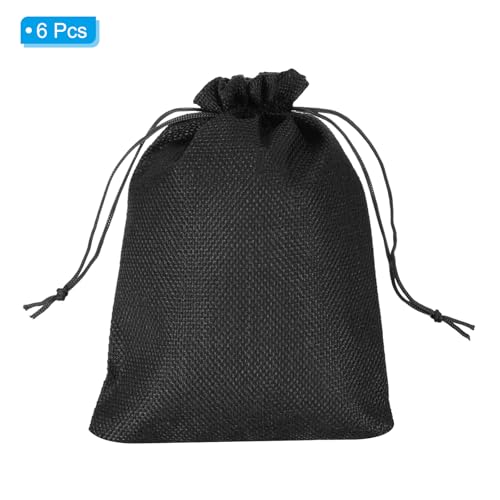 PATIKIL 8"x6" Coin Sacks Bag, 6Pcs Bank Deposit Change Transit Bags with Drawstring Canvas Gift Sacks, Black - color: Black, size: 8"x6"