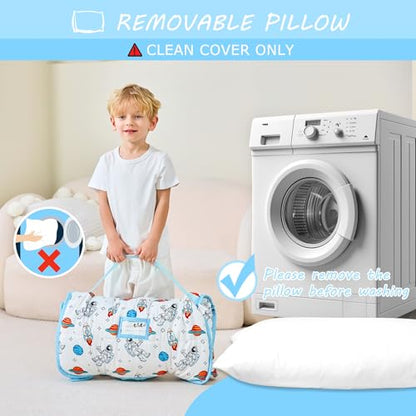 Lasoftan Toddler Nap Mat with Pillow and Blanket, Extra Large Rolled Napping Mats,Slumber Bags for Boys Girls,Kids Sleeping Bag for Daycare, Preschool Travel Camping - color: Astronaut