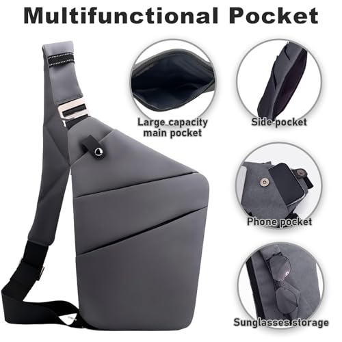 Anti Theft Travel Bag, One Shoulder Large Capacity Cross-body Bag Chest Fashion Lightweight Sling Bags for Travel Sports - color: Dark Grey, style: Left Shoulder