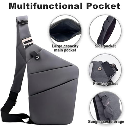 Anti Theft Travel Bag, One Shoulder Large Capacity Cross-body Bag Chest Fashion Lightweight Sling Bags for Travel Sports - color: Dark Grey, style: Left Shoulder