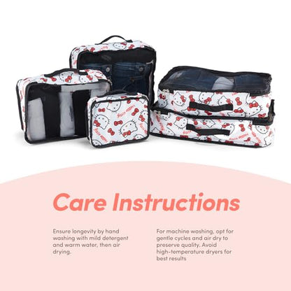 Sanrio's Hello Kitty Packing Cubes - 5 Piece Packing Cube Bags - Travel Essentials - Suitcase Luggage Organizer Set - Hello Kitty and Friends, My Melody, Kerromi, Kerropi, Badtz-Maru (Hello Kitty) - color: White