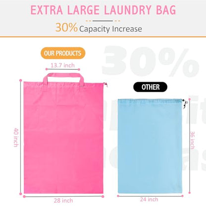 Isink Extra Large Heavy Duty Laundry Bag - 28" x 40", Travel Laundry Bag for Dirty Clothes (Pink) - color: Extra Large Laundry Bag With Handles (Pink)