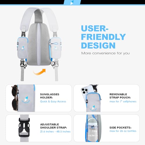 Seektop RFID Anti-Theft Crossbody Bag Sling Backpack for Women & Men, Casual Chest Daypack for Daily Travel - color: White Blue