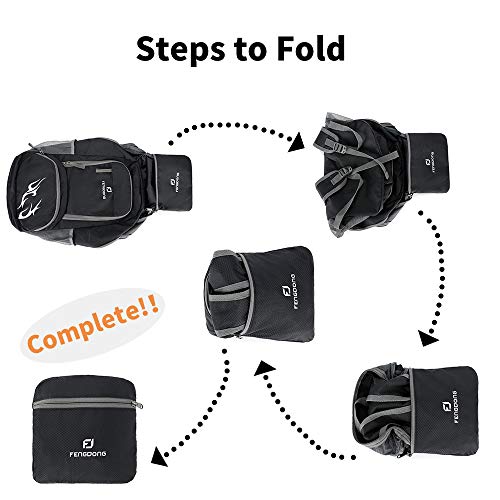 FENGDONG 35L Lightweight Foldable Waterproof Packable Travel Small Hiking Backpack Daypack for men women - color: A2-black-upgrade