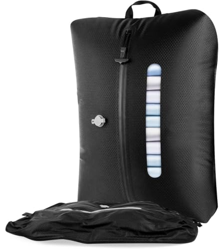 AIDONS Vacuum Seal Bags for Clothing Travel - Reusable Vacuum Compression Bags for Storage Clothes & Blankets, Fits Carry-On, Backpack, Suitcase & Home(Black 1PC+No Pump) - color: Black