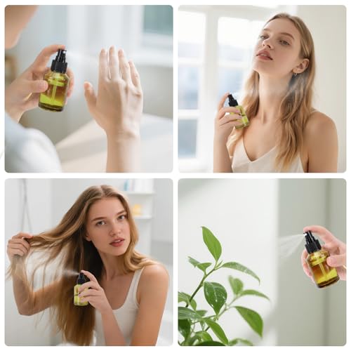 Segbeauty 6pcs 2oz Perfume Travel Refillable Bottles, Small Travel Size Spray Bottle for Hair, 60ml Empty Mini Glass Fine Mist Spray Bottles, Green Perfume Cologne Atomizer Sprayer Bottle for Liquids - size: 2 fl oz