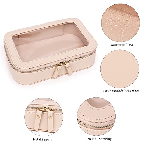 Pinkmik Clear Makeup Bag Transparent Travel Case for Cosmetics and Toiletries Women's Clear Car Bag with Zipper (Pink, Small) - color: Pink, size: Small