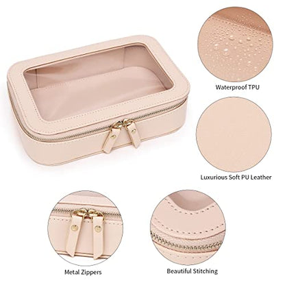Pinkmik Clear Makeup Bag Transparent Travel Case for Cosmetics and Toiletries Women's Clear Car Bag with Zipper (Pink, Small) - color: Pink, size: Small