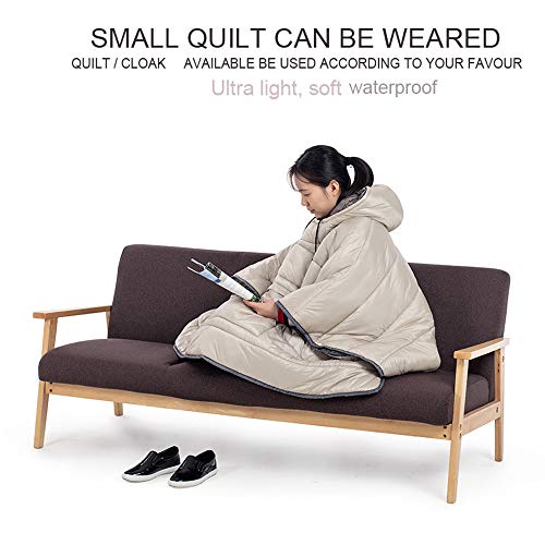 Camp Poncho Sleeping Bag Wearable Hooded Blanket - Envelope Lightweight Thermal Cloak Cape Windproof with Premium Stuff Compression Sack for Backpacking Hiking Hunting Fishing Outdoor Sport - color: Green