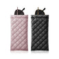 Squeeze Top Sunglass Pouch - Portable Sunglass Organizer Pouch Bags Soft PU Leather Glasses 2 Pack - color: Pink-black