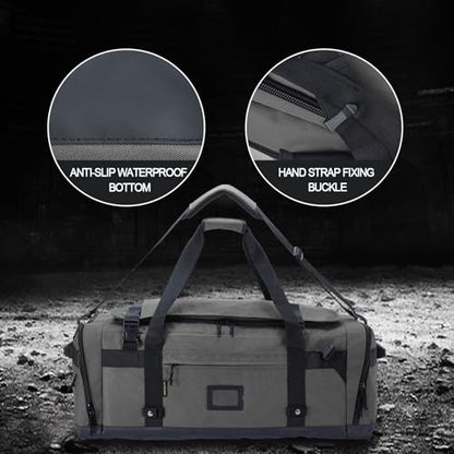 Large Duffle Bag for Travel - Men & Women, Foldable Gym Duffle Backpack, Heavy Duty Tactical Military Canvas Duffel Bags, Extra Big Carry On with Shoe Pockets, Waterproof (80L/103L) - color: Grey, size: L(103L)